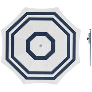 Parasol - Wit/blauw - D140 cm - incl. draagtas - parasolharing - 49 cm