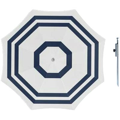Parasol - Wit/blauw - D140 cm - incl. draagtas - parasolharing - 49 cm