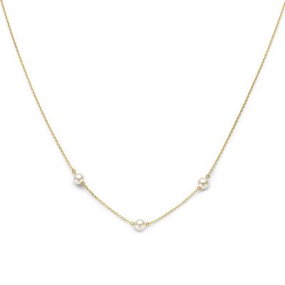Ketting Parels geelgoud-zoetwaterparel wit 4 mm 40-44 cm