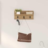Wandgemonteerde kapstok met plank Wandgemonteerd artisanaal eikenkleurig