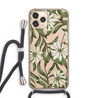 Wit bloemenpatroon: iPhone 11 Pro Transparant Hoesje met koord