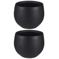 3x stuks bloempot in het mat zwart keramiek voor kamerplant H13 x D16 cm