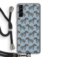 Zebra: Samsung Galaxy S21 Plus Transparant Hoesje met koord