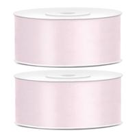 Sierlint satijn - 2x - Roze - 2.5 cm/25 mm x 25 meter - Cadeaulint satijnlint/sierlinten - Hobby