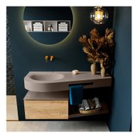 Mondiaz Riva 120cm badmeubel onderkast planchet kleur washed oak met 1 lade wastafel links kleur smoke