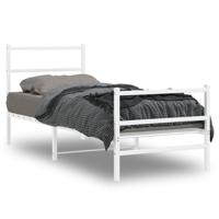 Bedframe met hoofd- en voeteneinde metaal wit 80x200 cm