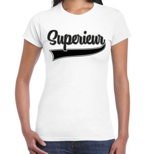 Verkleed T-shirt voor dames - superieur - wit - foute party - carnaval