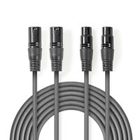 Nedis Gebalanceerde Audiokabel | 2x XLR 3-Pins Male naar 2x XLR 3-Pins Female | 3 m | 1 stuks - COTH15030GY30 COTH15030GY30 - thumbnail