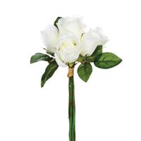 Atmosphera kunstbloemen boeket 7 witte rozen 30 cm - Kunstbloemen - thumbnail