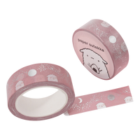 Paper Sutekka Washi Tape - Dusty Rose Stardust and Moon Mika - Silver Foil - thumbnail