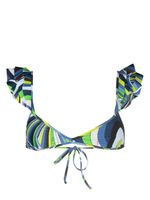 PUCCI haut de bikini à volants - Bleu