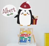 Sticker kerst pinguïn personaliseerbaar
