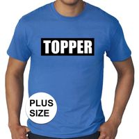 Grote maten Topper in kader t-shirt blauw heren 4XL  - - thumbnail