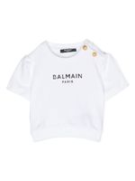 Balmain Kids t-shirt à logo métallisé - Blanc