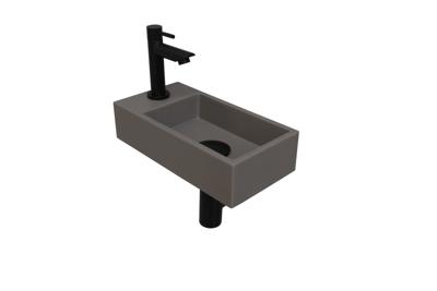 Fonteinset INK Versus 36x18x9 cm Quartz Beton Met Kraangat Links Mat Zwart