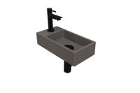 Fonteinset INK Versus 36x18x9 cm Quartz Beton Met Kraangat Links Mat Zwart