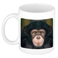 Dieren foto mok leuke chimpansee - apen beker wit 300 ml - thumbnail