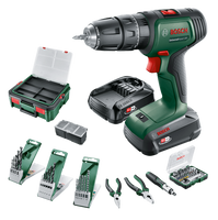 Bosch Groen UniversalImpact 18V | Accuklopboorschroevendraaier | 1.5 Ah + 2.5 Ah accu + lader | + SystemBox en 46-delige accessoiresset 06039D4108 - thumbnail