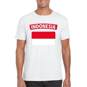 T-shirt met Indonesische vlag wit heren