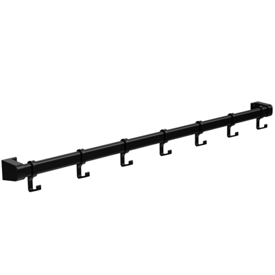 Schoolkapstok - 120 cm breed met 8 jashaken - zwart (type 1)