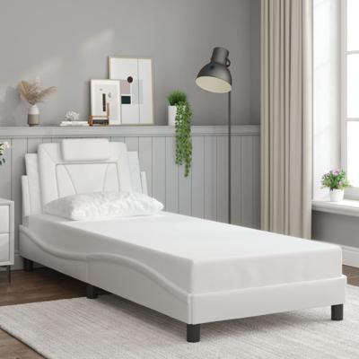 Bedframe met hoofdbord kunstleer wit 80x200 cm