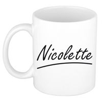 Nicolette voornaam kado beker / mok sierlijke letters - gepersonaliseerde mok met naam - Naam mokken - thumbnail