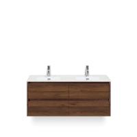 Dante Badmeubelset 120 cm - 4 laden Walnoot - Keramische Wastafel Wit Cover