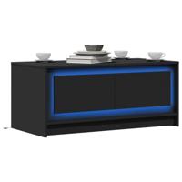 Salontafel met LED-verlichting bewerkt hout zwart