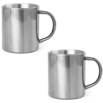 Luxe drinkbeker/koffiemok - 10x - metallic zilver - 280 ml - RVS - glitter and glamour