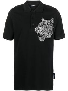 Plein Sport polo à logo imprimé - Noir