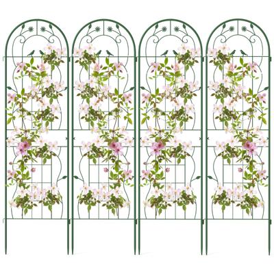 Metalen Hekwerk Set van 4 Decoratieve Tuinhek Hekwerk voor in de Tuin om te Steken Klimlatwerk voor Klimplanten Bloemen 180 x 50 cm