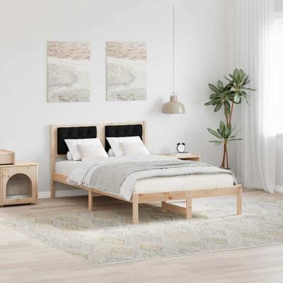 Bedframe met hoofdeinde Zwart 135 x 190 cm Stof Bedframe met hoofdeinde Zwart 135 x 190 cm Stof