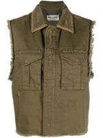 Saint Laurent Pre-Owned gilet frangé à broderies - Vert