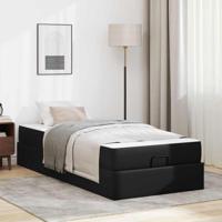 Bedframe met matras Anders Zwart 100 x 200 cm Kunstleer