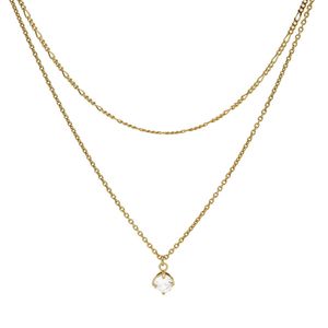 Karma Dubbele Ketting Figaro Single Zirconia Goud