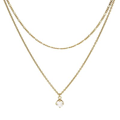 Karma Dubbele Ketting Figaro Single Zirconia Goud