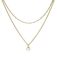 Karma Dubbele Ketting Figaro Single Zirconia Goud - thumbnail