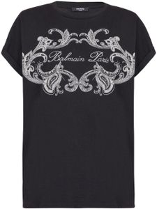 Balmain t-shirt en coton à logo imprimé - Noir