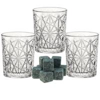 Whiskyglazen - set 6x stuks - 300 ml - incl 9x whisky ijsblokken - thumbnail