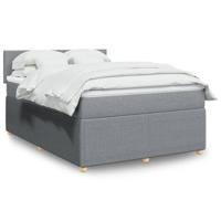 Boxspring met matras stof lichtgrijs 140x190 cm