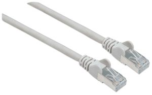 Intellinet 740555 RJ45 Netwerkkabel, patchkabel CAT 6A S/FTP 0.25 m Grijs Folie afscherming, Afscherming gevlochten, Afgeschermd, Geschikt voor HDMI,