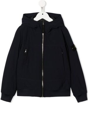 Stone Island Junior veste zippée à patch logo - Bleu