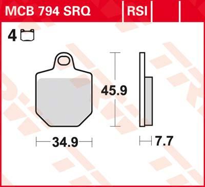 TRW Remblokken, en remschoenen voor de moto, MCB794RSI Sinter competitie offroad