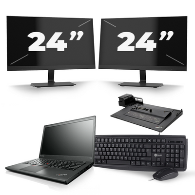 Lenovo ThinkPad T440s - Intel Core i5-4e Generatie - 14 inch - 8GB RAM - 256GB SSD - Windows 11 + 2x 24 inch Monitor