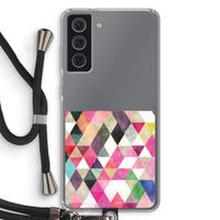 Gekleurde driehoekjes: Samsung Galaxy S21 FE Transparant Hoesje met koord