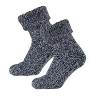 Apollo Anti-slip huissokken/slofsokken - wol - jongens - navy blauw - maat 35-38