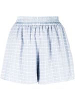 Emporio Armani short en tweed à fronces - Bleu