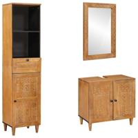 Badkamermeubelset met lade 3 pcs Bruin 38 x 33 x 160 cm