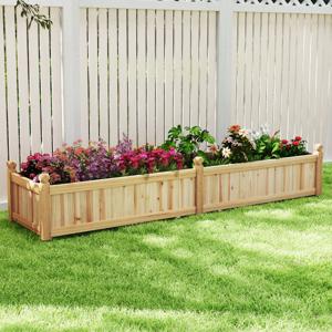 Bloembak Verhoogde Plantenbak Hout met Scheidingswand Afwateringsgaten en Vliesstoffolie Tuinbed Plantenbak Natuur