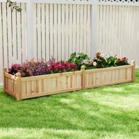 Bloembak Verhoogde Plantenbak Hout met Scheidingswand Afwateringsgaten en Vliesstoffolie Tuinbed Plantenbak Natuur